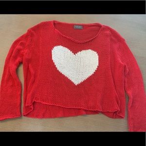 Wooden Ships like new red knit heart sweater small